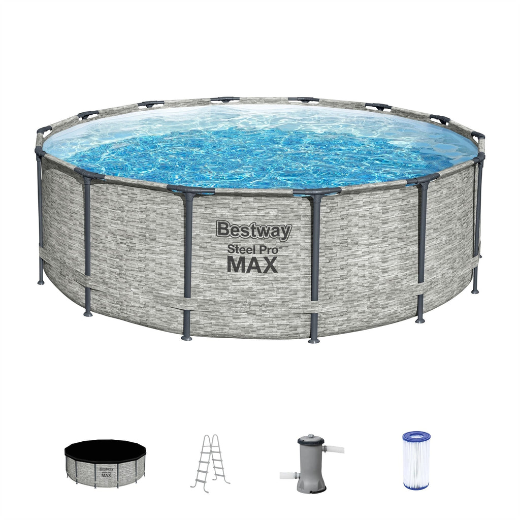 Bestway Steel Pro MAX Runder Aufstellpool mit Pumpe und Abdeckung