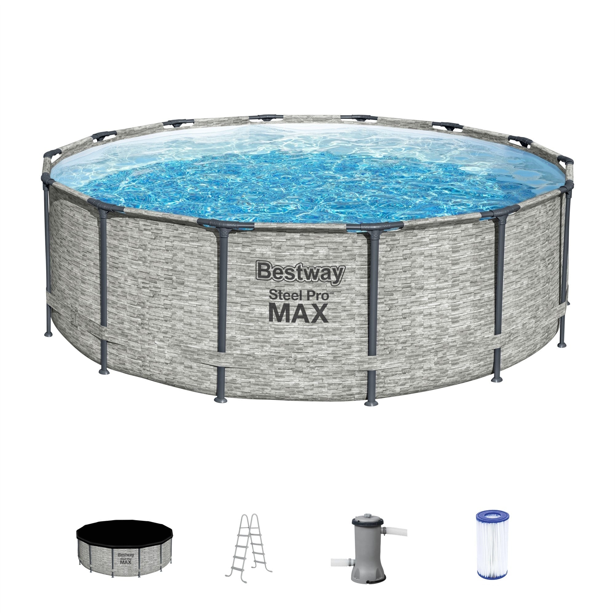Bestway Steel Pro MAX Runder Aufstellpool mit Pumpe und Abdeckung