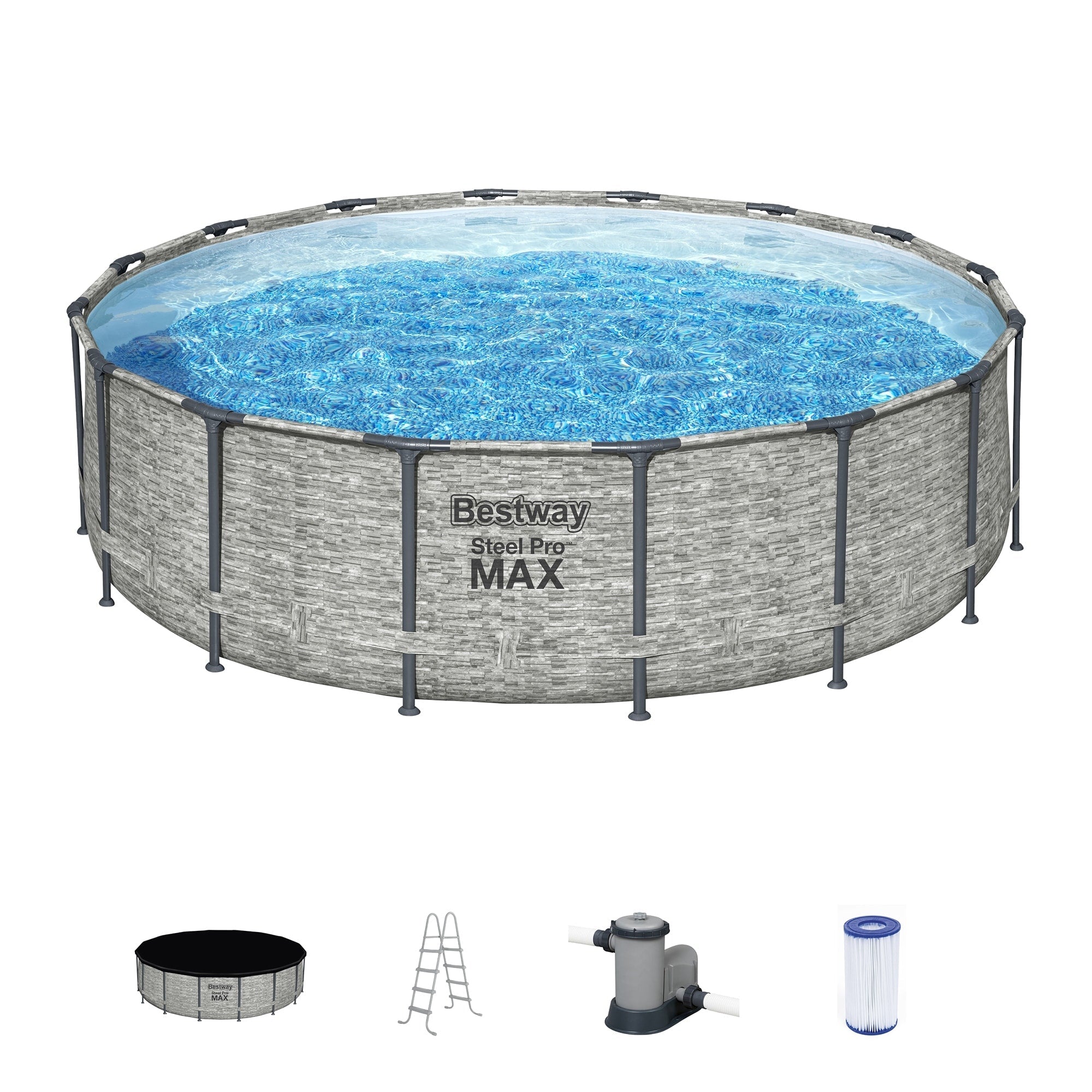 Bestway Steel Pro MAX Runder Aufstellpool mit Pumpe und Abdeckung