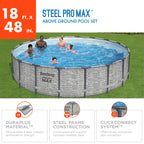 Bestway Steel Pro MAX Runder Aufstellpool mit Pumpe und Abdeckung