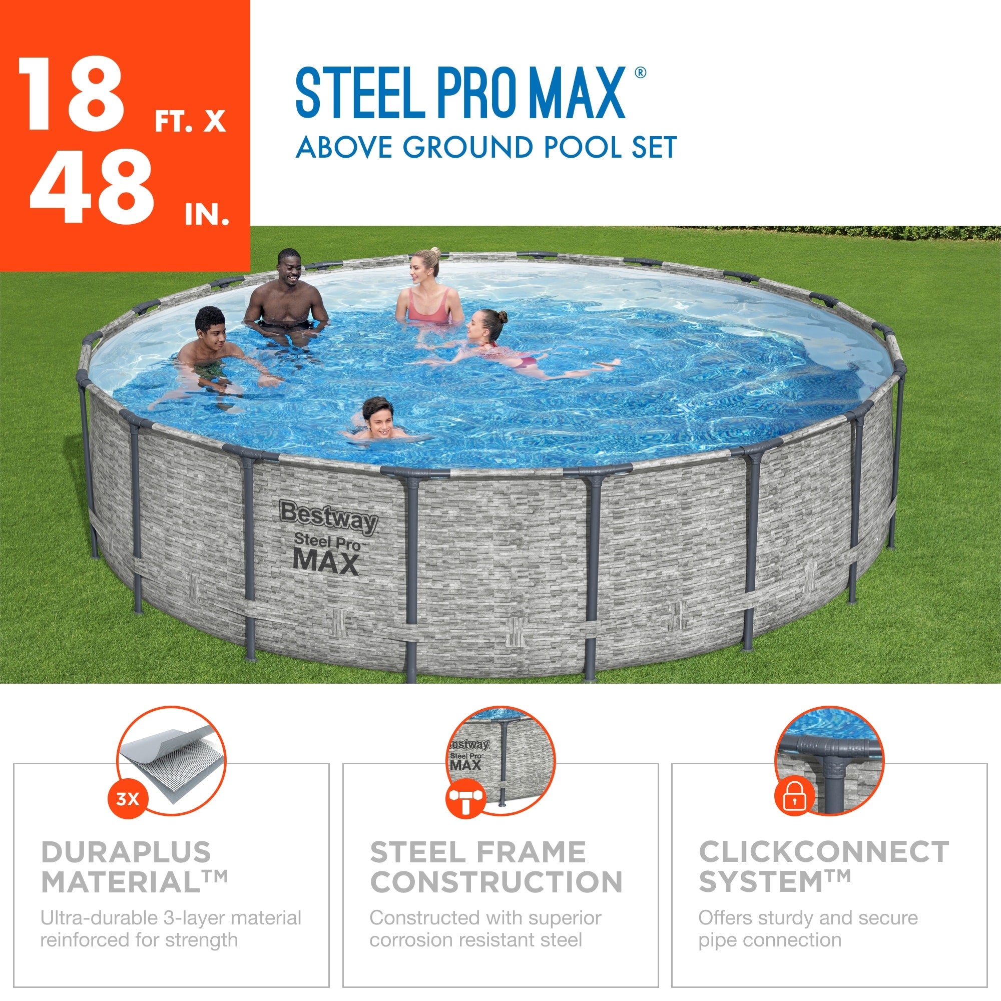 Bestway Steel Pro MAX Runder Aufstellpool mit Pumpe und Abdeckung