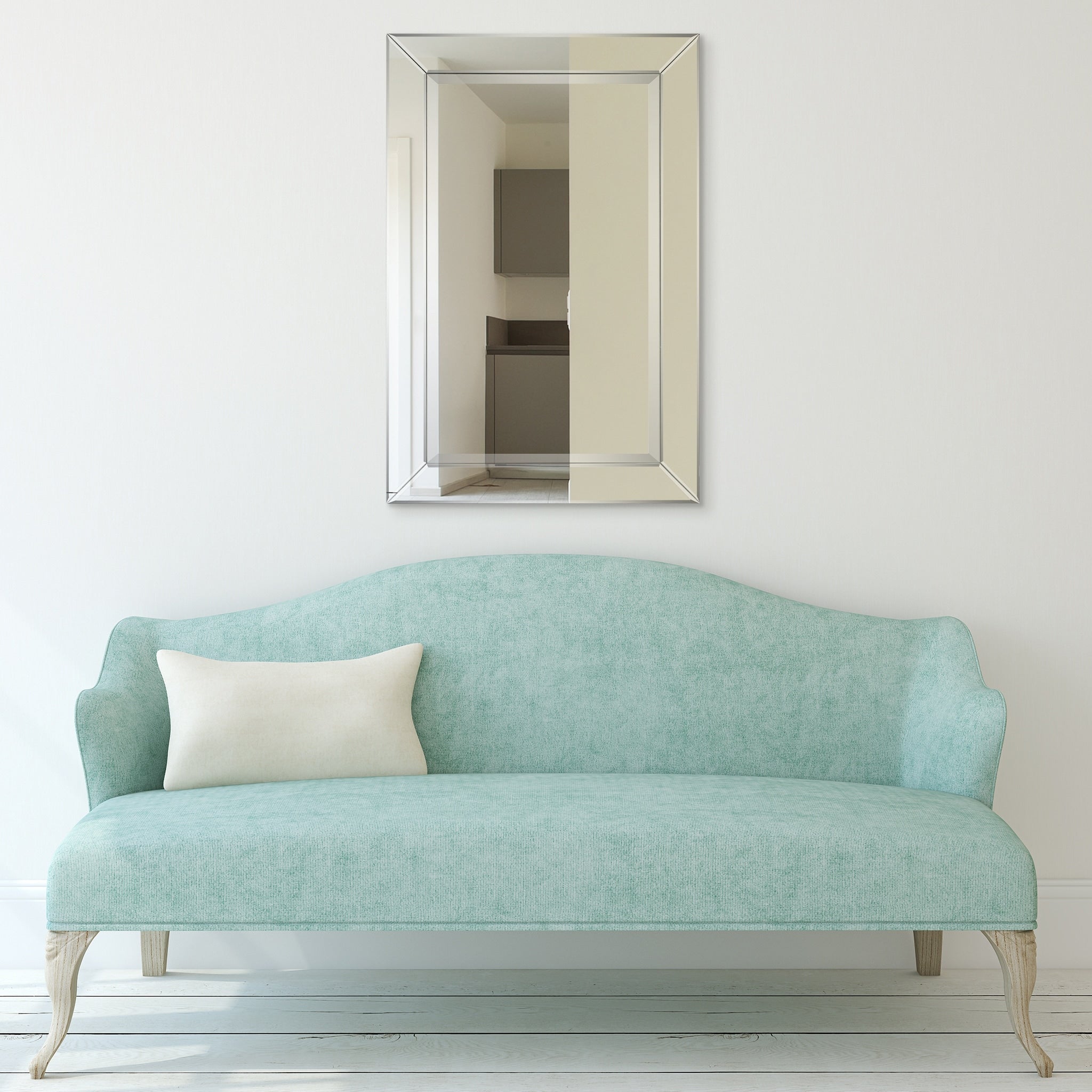 Rechteckiger, abgeschrägter HD-Wandspiegel in klarer Qualität für Badezimmer, Schminktisch und Schlafzimmer, 3 Größen