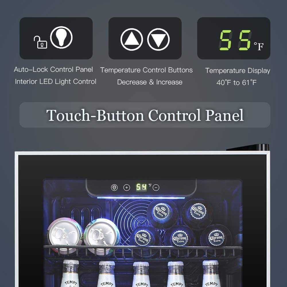 Getränkekühlschrank – Mini-Kühlschrank mit Glastür für 120 Dosen