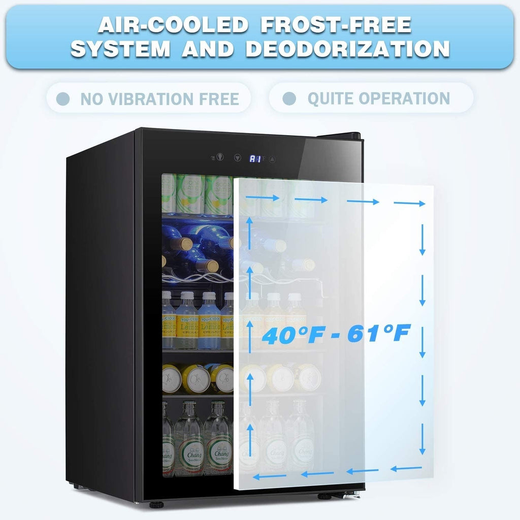 4,4 Kubikfuß Weinkühlschrank mit LED-Beleuchtung und Touch-Tasten, herausnehmbaren Ablagen, weniger als 38 dB