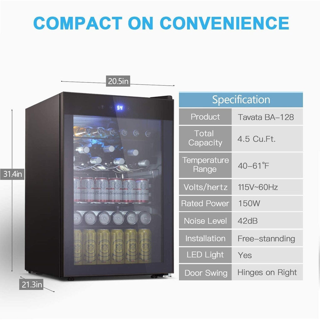 4,4 Kubikfuß Weinkühlschrank mit LED-Beleuchtung und Touch-Tasten, herausnehmbaren Ablagen, weniger als 38 dB
