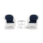 Biloxi Outdoor Weißes Gartenmöbel-Set aus Rattan mit drehbarem Gleiter (3-teilig)