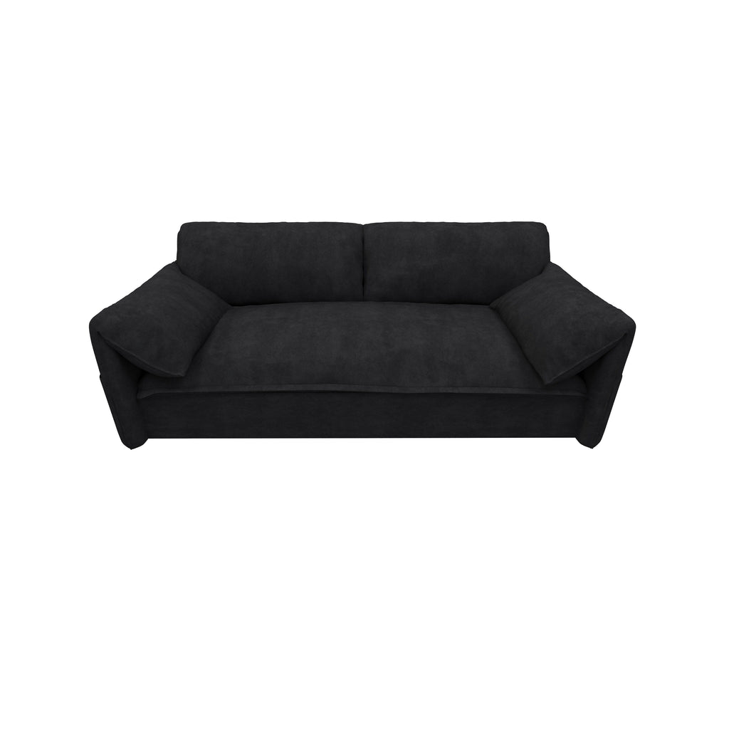 Schwarzes 63,8 cm langes 3-in-1-Samtsofa mit Ausziehfunktion und seitlichem Stauraum für das Wohnzimmer