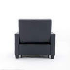 Schwarzes Schlafsofa aus Kunstleder mit USB-Anschlüssen