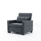 Schwarzes Schlafsofa aus Kunstleder mit USB-Anschlüssen