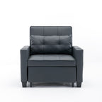 Schwarzes Schlafsofa aus Kunstleder mit USB-Anschlüssen