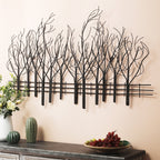 Wanddekoration „Feld der Bäume“ aus schwarzem Metall