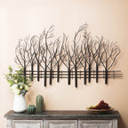 Wanddekoration „Feld der Bäume“ aus schwarzem Metall