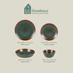 Bloomhouse Palermo Sun 16-teiliges Geschirrset aus Steingut mit reaktiver Glasur, bestehend aus Tellern und Schüsseln mit Doppelschüssel