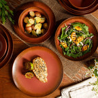 Bloomhouse Palermo Sun 16-teiliges Geschirrset aus Steingut mit reaktiver Glasur, bestehend aus Tellern und Schüsseln mit Doppelschüssel