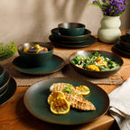 Bloomhouse Palermo Sun 16-teiliges Geschirrset aus Steingut mit reaktiver Glasur, bestehend aus Tellern und Schüsseln mit Doppelschüssel
