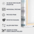 Blaue Küste mit fernem Sonnenuntergang - Meereslandschaft auf Leinwand