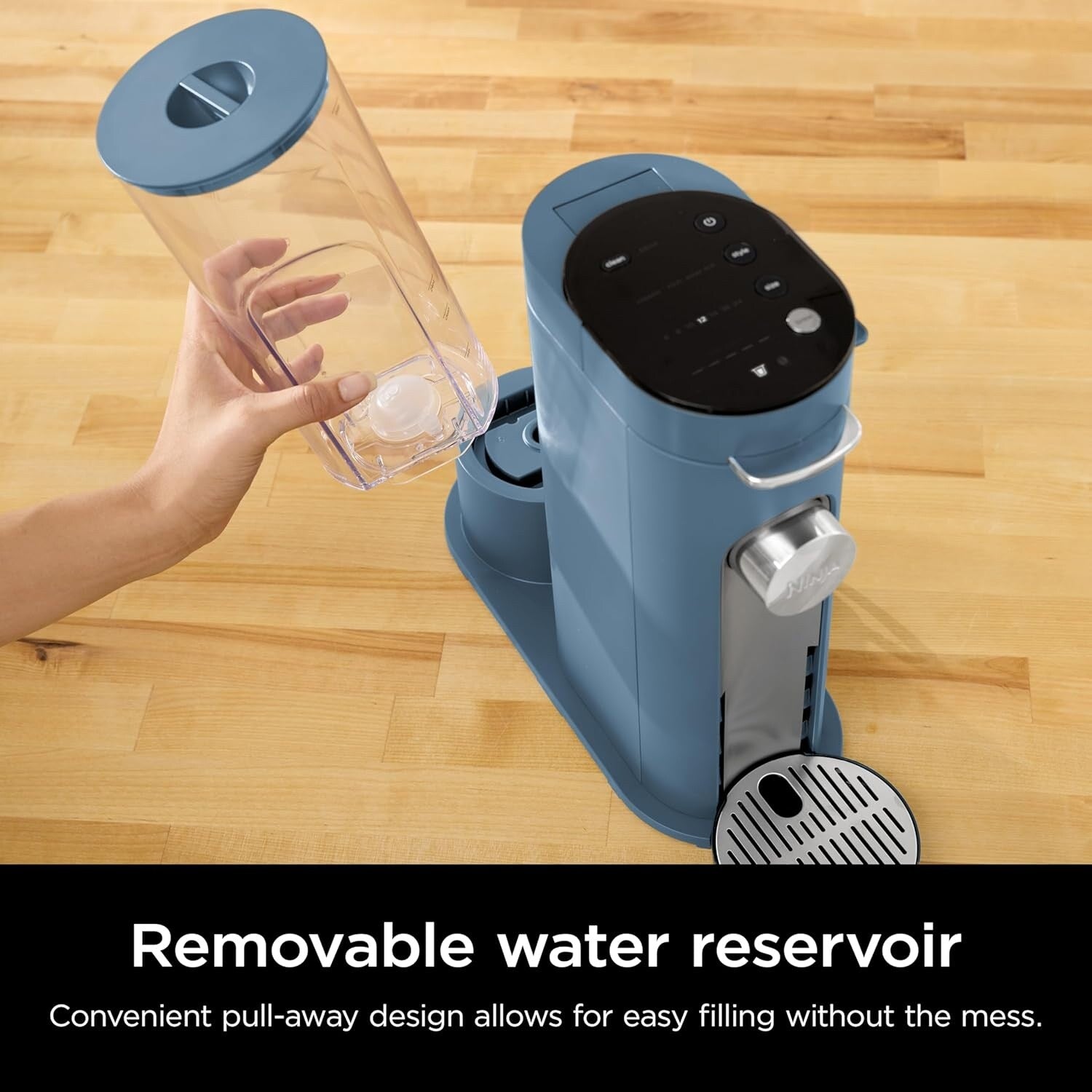 Blaue Kaffeemaschine für Einzelportionen, K-Cup-kompatibel, 1,6-Liter-Wassertank, 177-710 ml Brühgrößen, kompakt