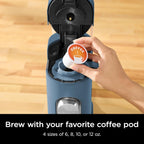 Blaue Kaffeemaschine für Einzelportionen, K-Cup-kompatibel, 1,6-Liter-Wassertank, 177-710 ml Brühgrößen, kompakt