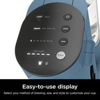 Blaue Kaffeemaschine für Einzelportionen, K-Cup-kompatibel, 1,6-Liter-Wassertank, 177-710 ml Brühgrößen, kompakt