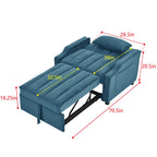Blaues Samt-Schlafsofa mit Ausziehfunktion