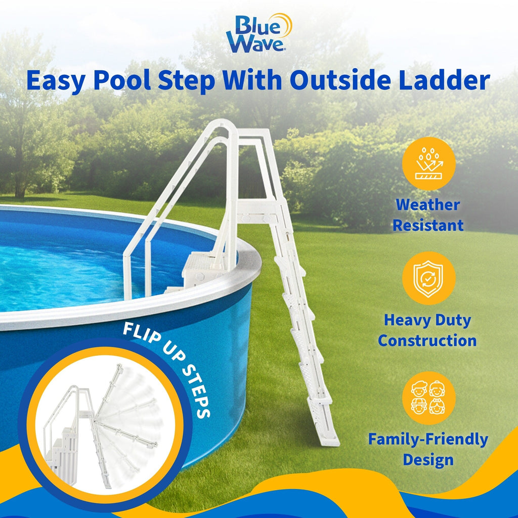 Blue Wave Easy Pool Step mit Außenleiter für Aufstellpools – 82,5 cm B x 142 cm T x 206 cm H