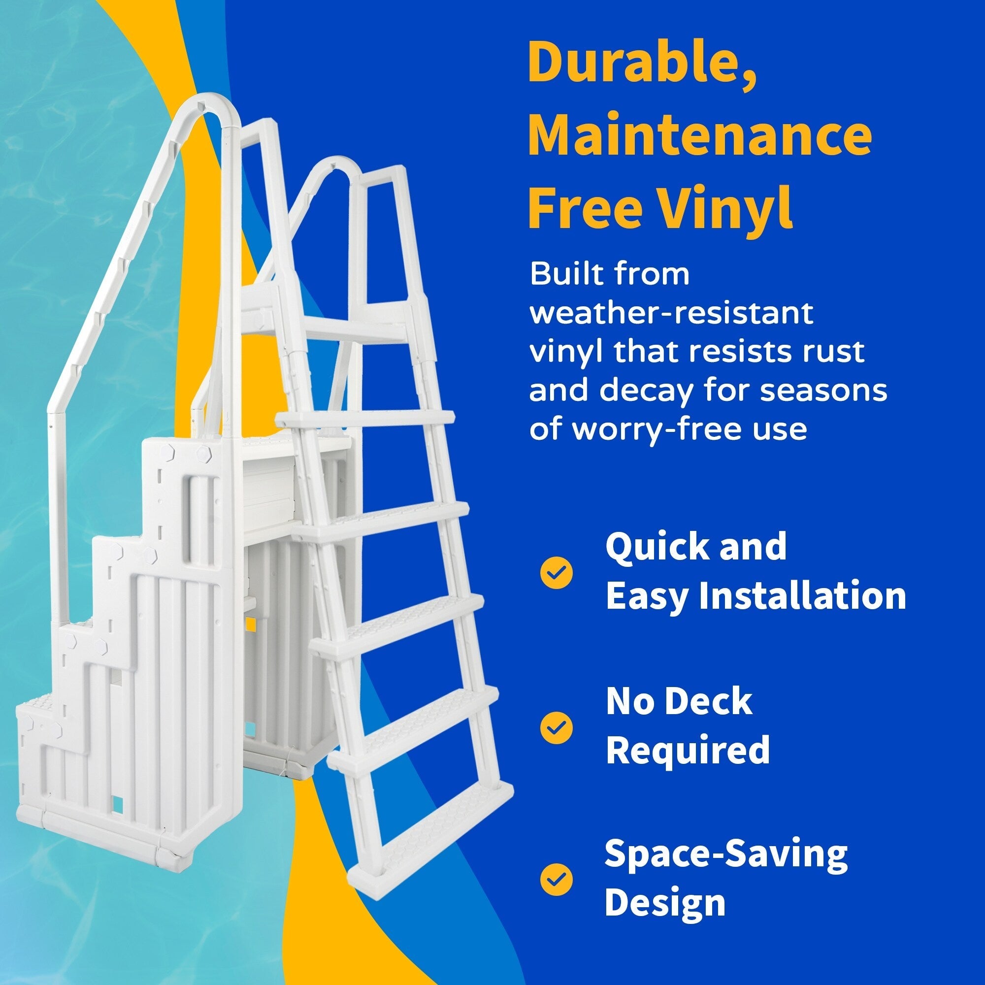 Blue Wave Easy Pool Step mit Außenleiter für Aufstellpools – 82,5 cm B x 142 cm T x 206 cm H