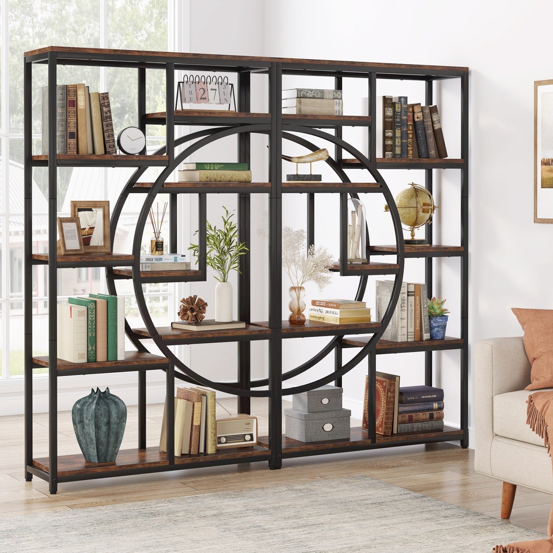 Industrielles Etagere-Bücherregal mit 5 Ablagen für Schlafzimmer, Wohnzimmer, Homeoffice