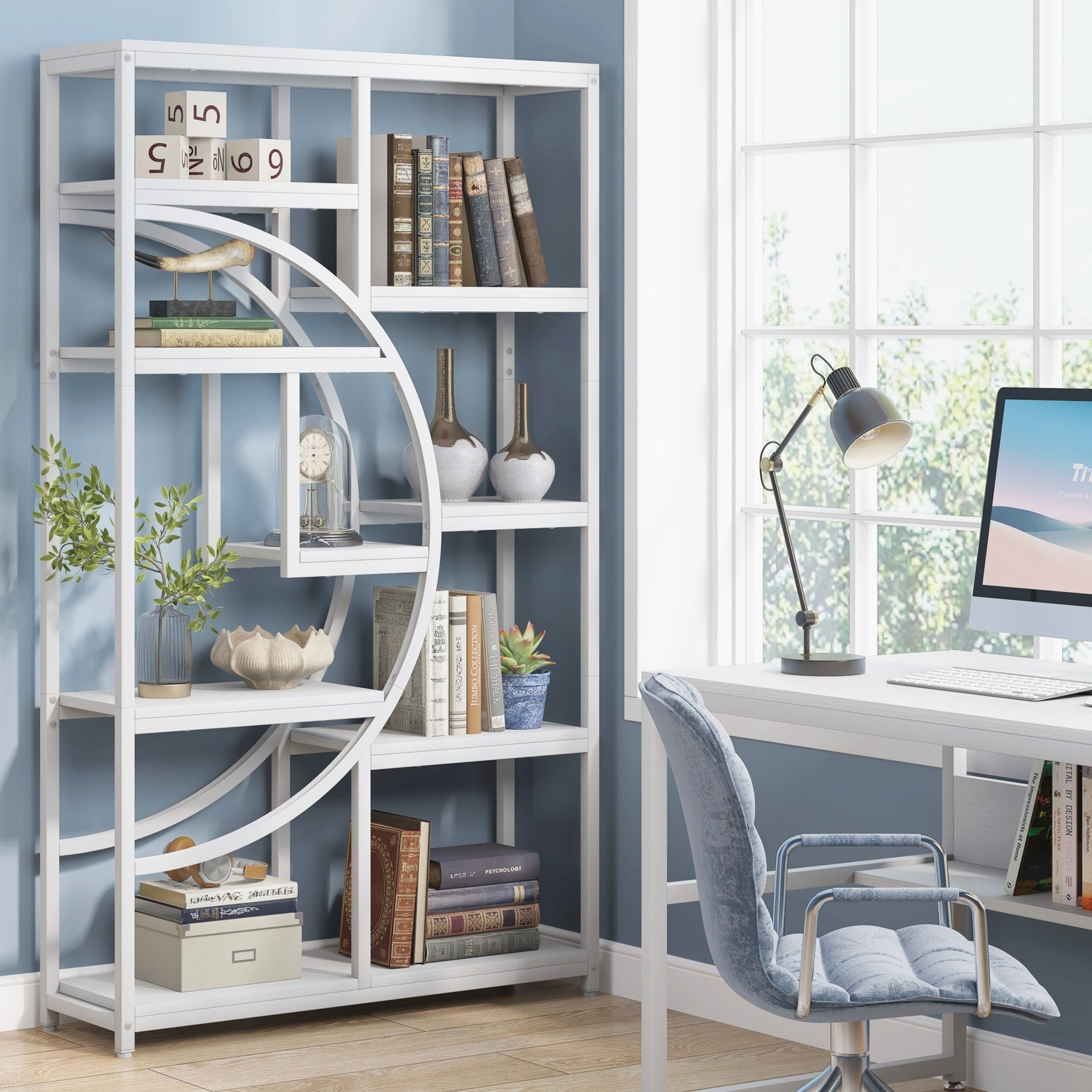 Industrielles Etagere-Bücherregal mit 5 Ablagen für Schlafzimmer, Wohnzimmer, Homeoffice