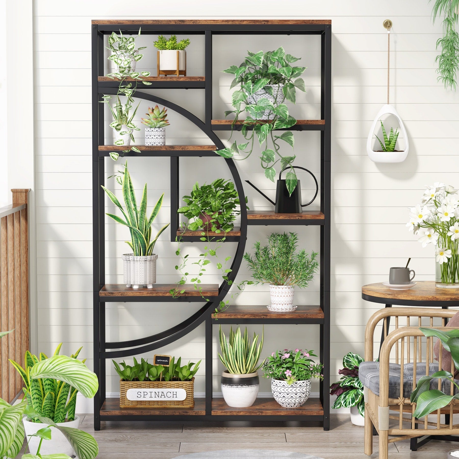 Industrielles Etagere-Bücherregal mit 5 Ablagen für Schlafzimmer, Wohnzimmer, Homeoffice