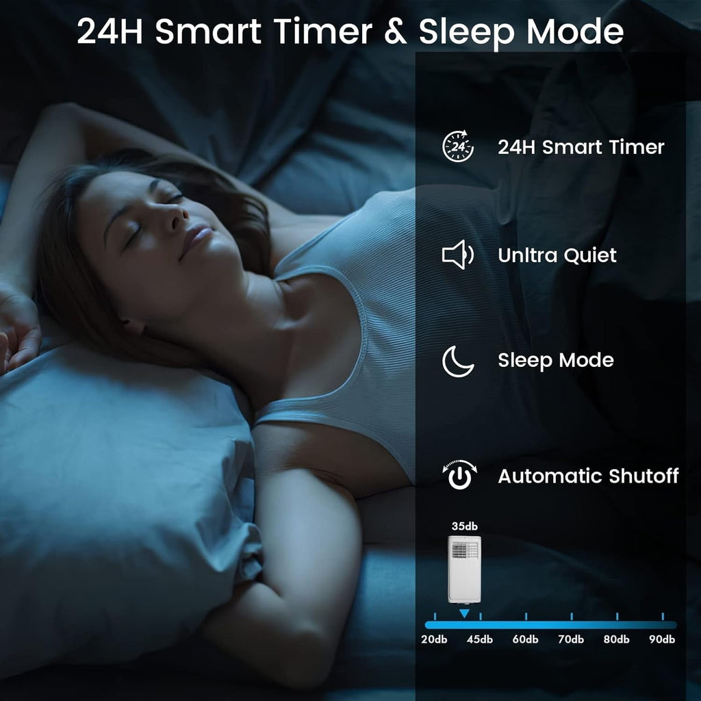 Bossin 8000 BTU (Ashrae), 5000 BTU (SACC) 3-in-1 tragbare Klimaanlagen mit Fernbedienung, leiser tragbarer Klimakühler für Räume – 880 V