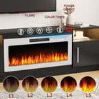 Bossin 70 TV-Ständer mit integriertem Kamin (36 Zoll), geeignet für Fernseher bis zu 80 Zoll, 16-farbige LED-Beleuchtung/Entertainment-Center