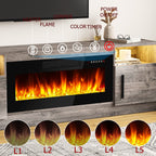 Bossin 70 TV-Ständer mit integriertem Kamin (36 Zoll), geeignet für Fernseher bis zu 80 Zoll, 16-farbige LED-Beleuchtung/Entertainment-Center