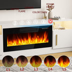 Bossin 70 TV-Ständer mit integriertem Kamin (36 Zoll), geeignet für Fernseher bis zu 80 Zoll, 16-farbige LED-Beleuchtung/Entertainment-Center