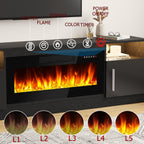 Bossin 70 TV-Ständer mit integriertem Kamin (36 Zoll), geeignet für Fernseher bis zu 80 Zoll, 16-farbige LED-Beleuchtung/Entertainment-Center