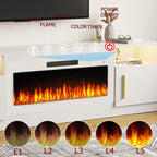 Bossin 70 TV-Ständer mit integriertem Kamin (36 Zoll), geeignet für Fernseher bis zu 80 Zoll, 16-farbige LED-Beleuchtung/Entertainment-Center