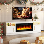 Bossin 70 TV-Ständer mit integriertem Kamin (36 Zoll), geeignet für Fernseher bis zu 80 Zoll, 16-farbige LED-Beleuchtung/Entertainment-Center