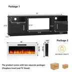 Bossin 70 TV-Ständer mit integriertem Kamin (36 Zoll), geeignet für Fernseher bis zu 80 Zoll, 16-farbige LED-Beleuchtung/Entertainment-Center