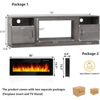 Bossin 70 TV-Ständer mit integriertem Kamin (36 Zoll), geeignet für Fernseher bis zu 80 Zoll, 16-farbige LED-Beleuchtung/Entertainment-Center