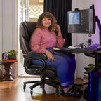 Bossin Bürostuhl für große und schwere Personen, 500 lbs (ca. 227 kg) Belastbarkeit, verstellbare Lendenwirbelstütze, ergonomischer Stuhl mit hoher Rückenlehne und PU-Lederbezug, Computer