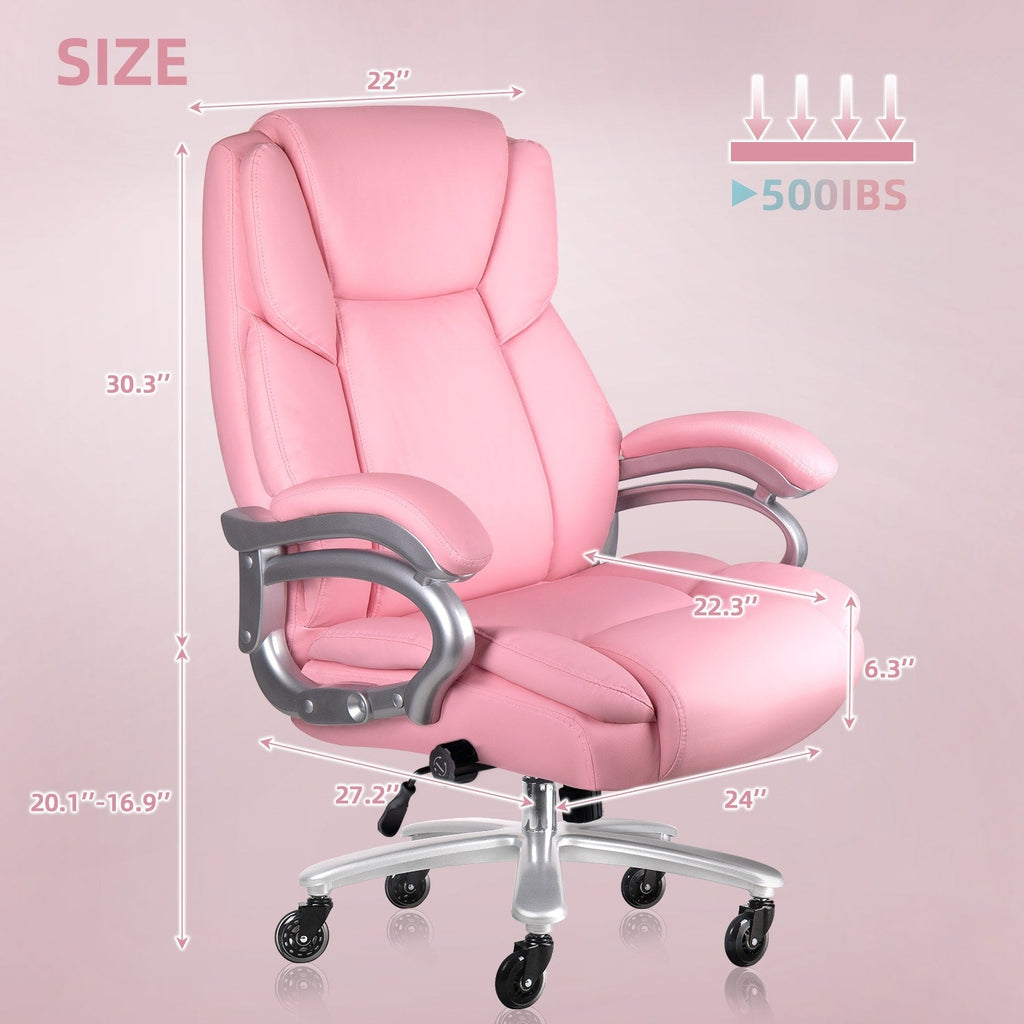 Bossin Bürostuhl für große und schwere Personen, 500 lbs (ca. 227 kg) Belastbarkeit, verstellbare Lendenwirbelstütze, ergonomischer Stuhl mit hoher Rückenlehne und PU-Lederbezug, Computer