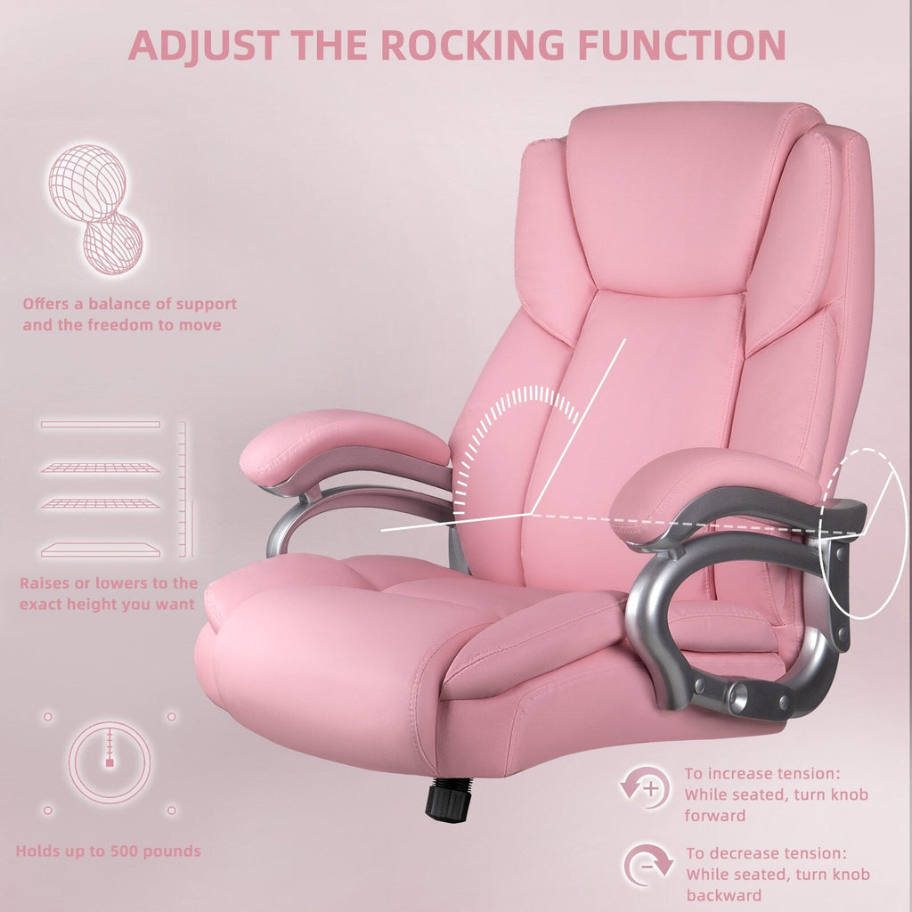 Bossin Bürostuhl für große und schwere Personen, 500 lbs (ca. 227 kg) Belastbarkeit, verstellbare Lendenwirbelstütze, ergonomischer Stuhl mit hoher Rückenlehne und PU-Lederbezug, Computer