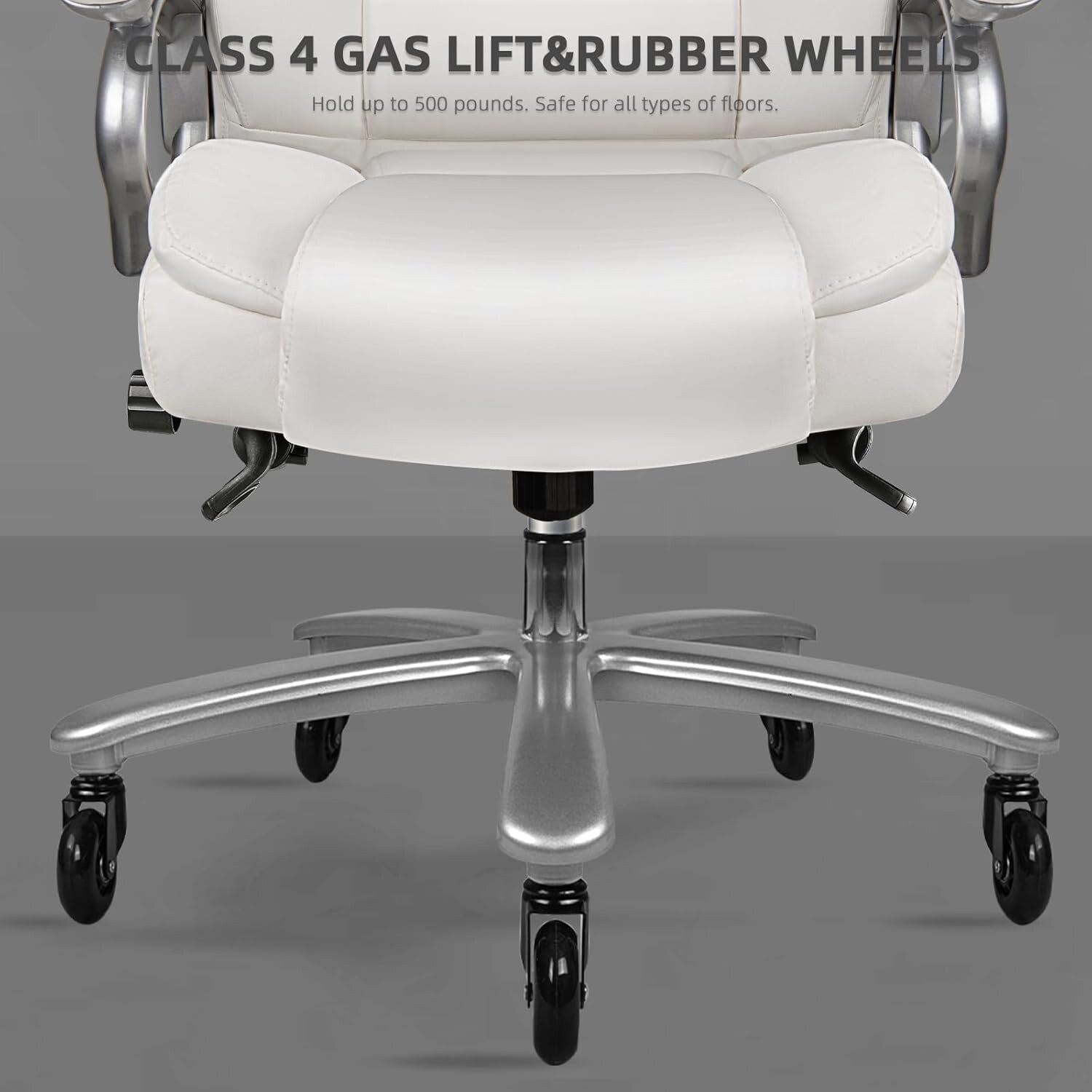 Bossin Bürostuhl für große und schwere Personen, 500 lbs (ca. 227 kg) Belastbarkeit, verstellbare Lendenwirbelstütze, ergonomischer Stuhl mit hoher Rückenlehne und PU-Lederbezug, Computer