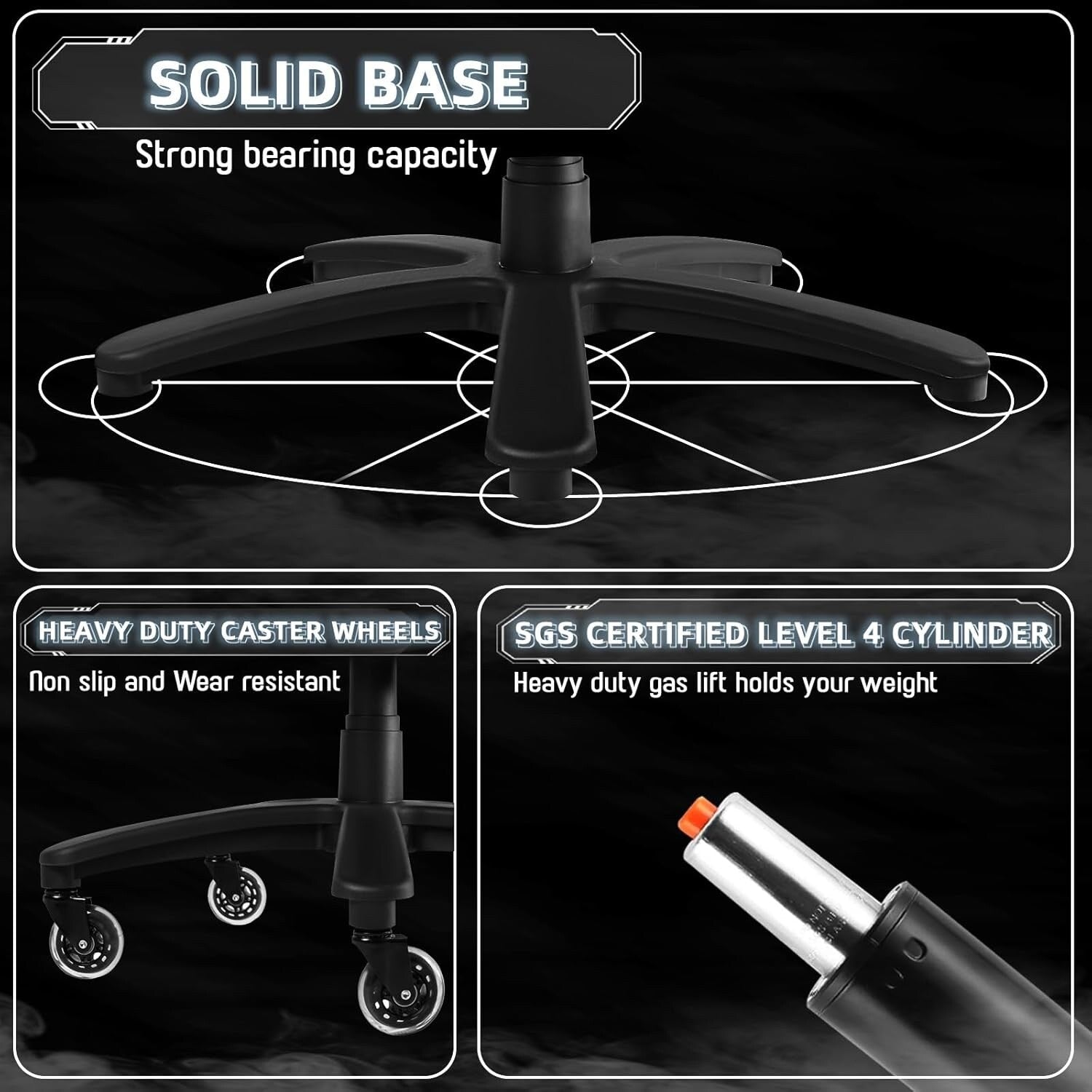 Bossin Bürostuhl für große und schwere Personen, 500 lbs (ca. 227 kg) Belastbarkeit, verstellbare Lendenwirbelstütze, ergonomischer Stuhl mit hoher Rückenlehne und PU-Lederbezug, Computer