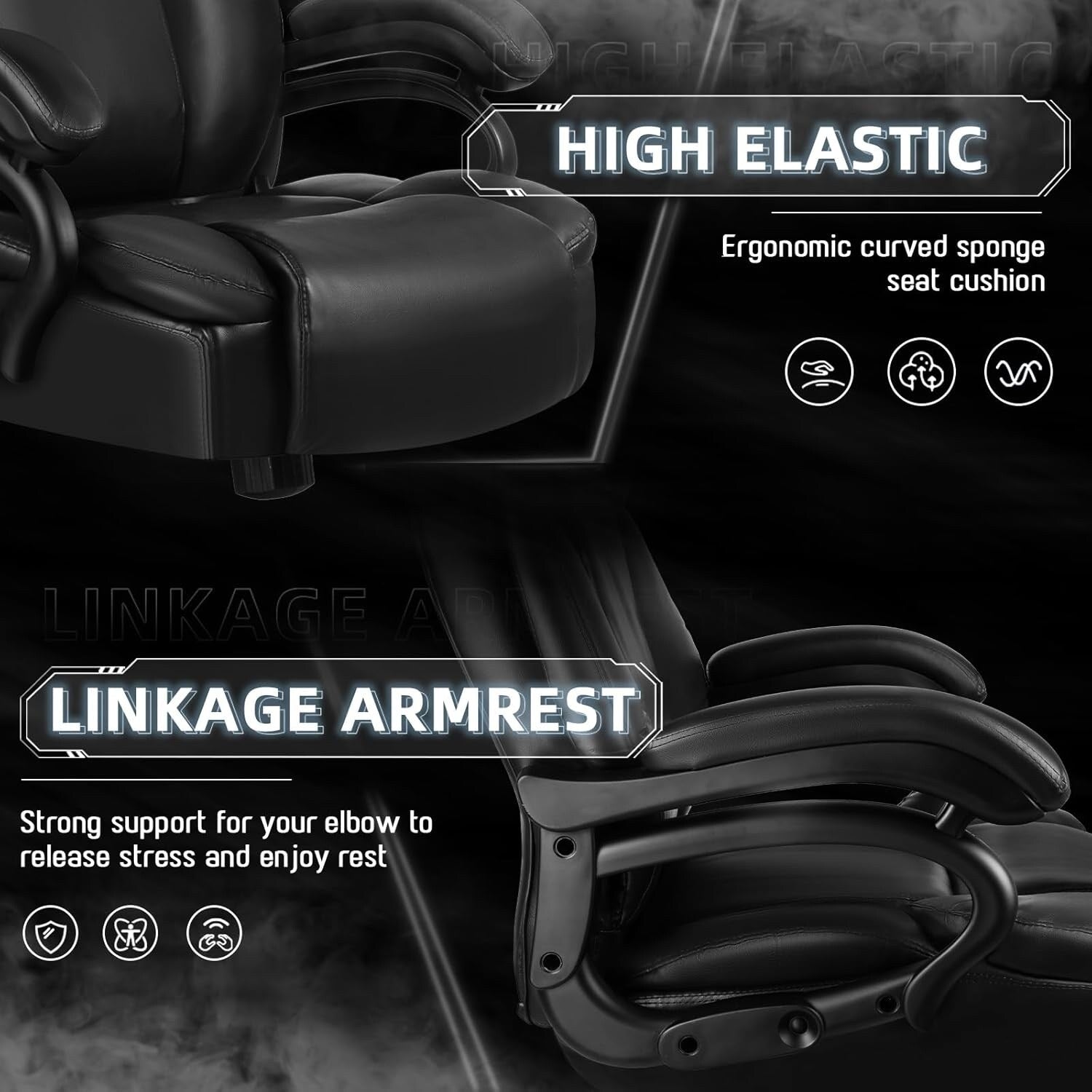 Bossin Bürostuhl für große und schwere Personen, 500 lbs (ca. 227 kg) Belastbarkeit, verstellbare Lendenwirbelstütze, ergonomischer Stuhl mit hoher Rückenlehne und PU-Lederbezug, Computer