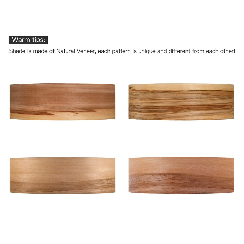 Breaux 4-flammiger Trommel-Kronleuchter aus Holzfurnier mit schwarzem Baldachin – 56 cm breit