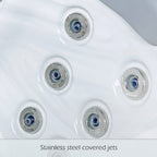 Buenospa Jersey 6-Personen-Whirlpool mit 46-Zoll-Düsen, Eisweiß, Grau mit Ozon- und LED-Beleuchtung