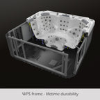 Buenospa Jersey 6-Personen-Whirlpool mit 46-Zoll-Düsen, Eisweiß, Grau mit Ozon- und LED-Beleuchtung