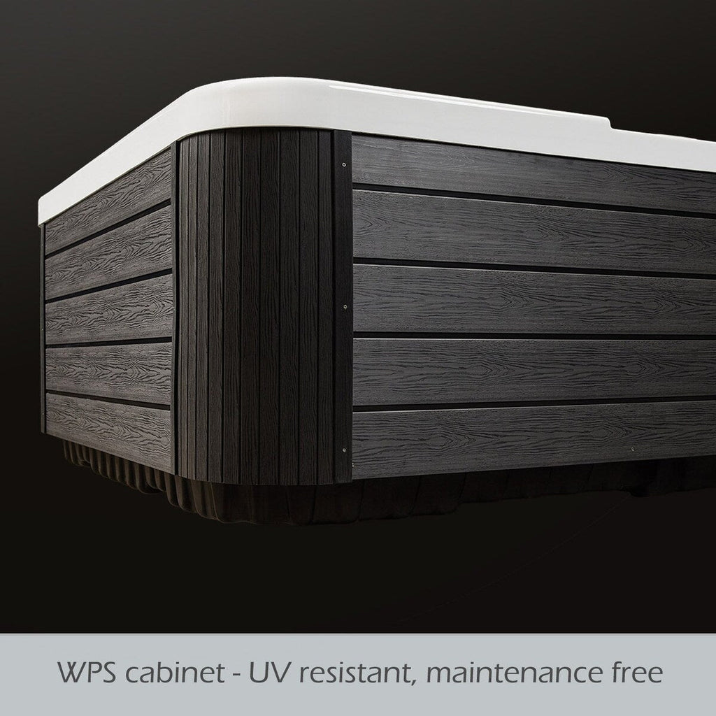 Buenospa Jersey 6-Personen-Whirlpool mit 46-Zoll-Düsen, Eisweiß, Grau mit Ozon- und LED-Beleuchtung