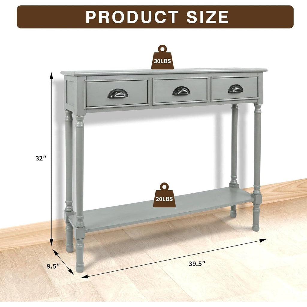 Burlington Holz-Konsolentisch mit 3 Schubladen für den Flur