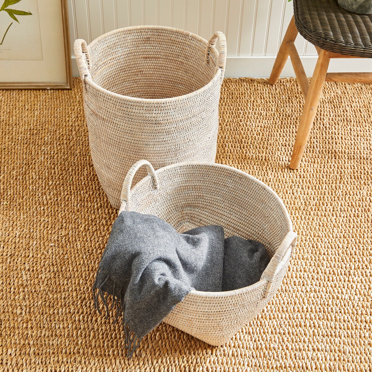 Burma-Rattan-Obstgartenkörbe, 2er-Set